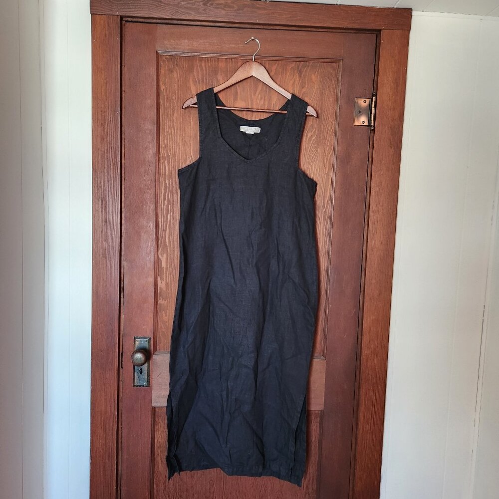 M.A.C. Collection Black Linen Maxi Dress Medium